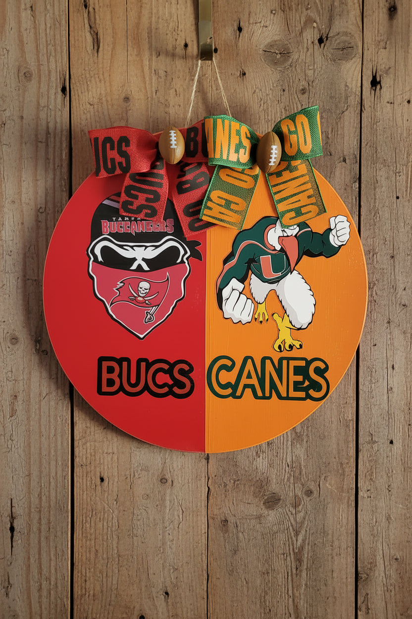 House Divided Wooden Door Round