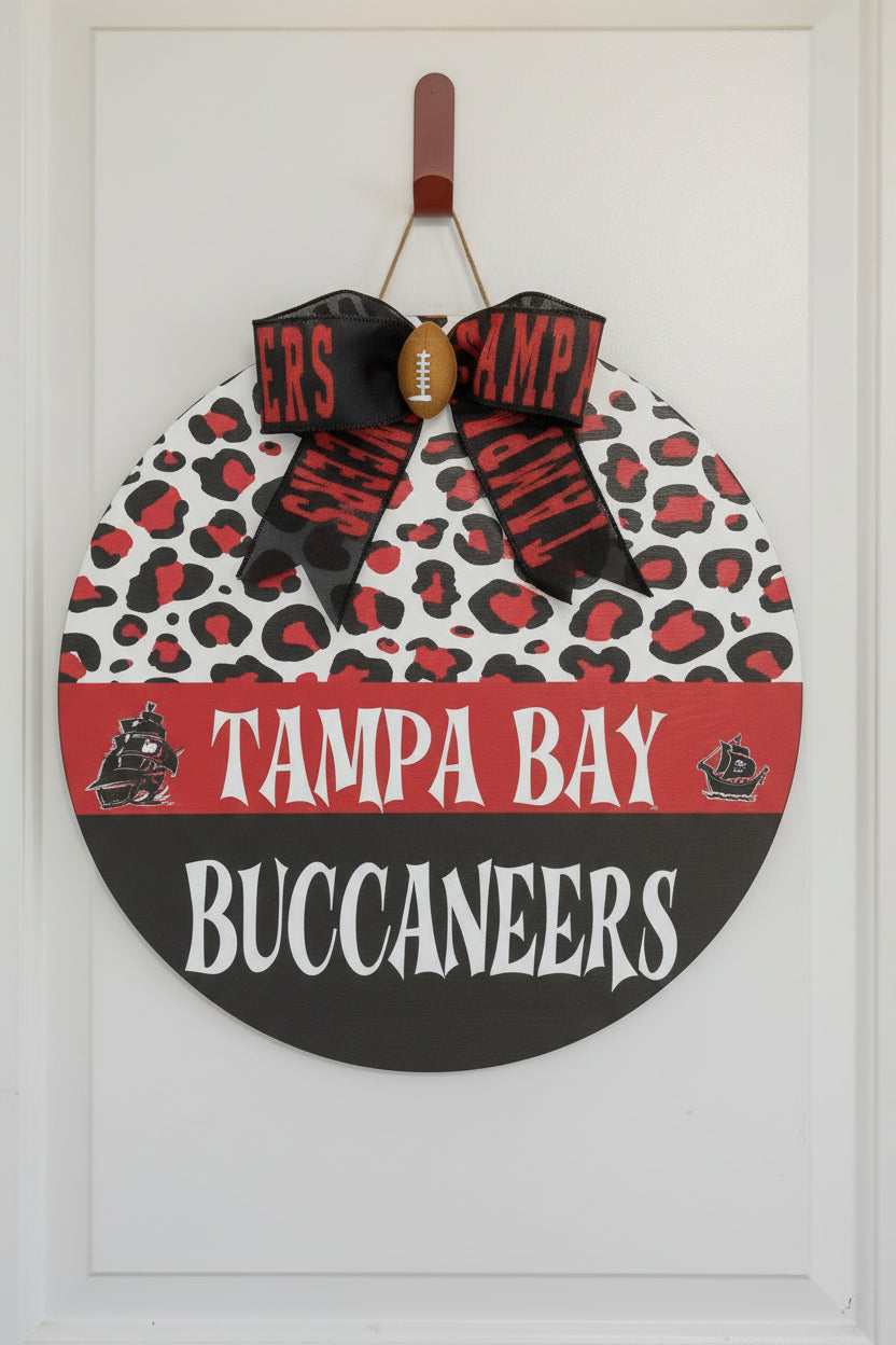 Customized Tampa Bay Buccaneers Wooden Door Round