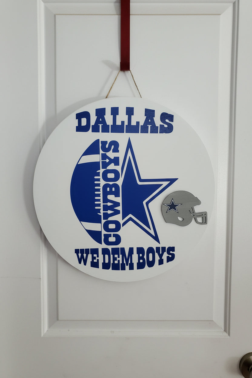 Dallas Cowboys Wooden Door Round