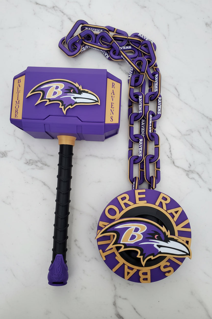 Baltimore Ravens Combo/ Hype Spinning Chain and Hammer