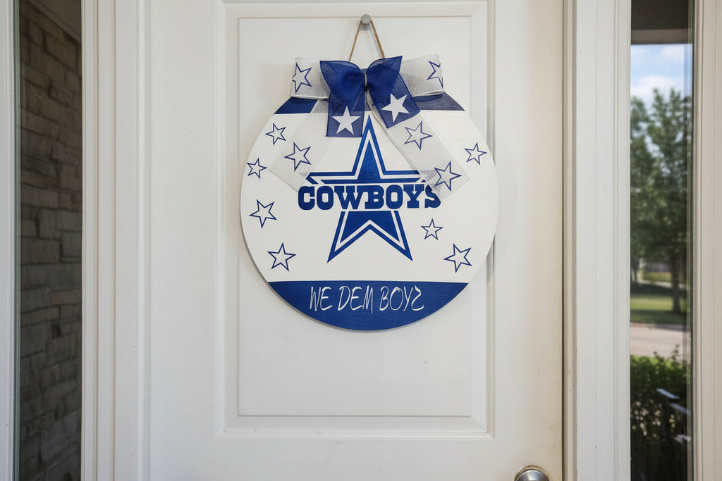 Dallas Cowboys Wooden Door Round