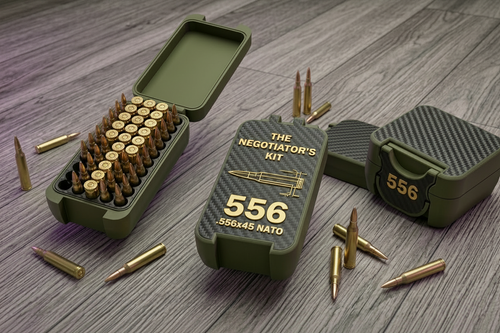 Green ammunition case with bullets. Available in many colors. Personalize it to make it your own.