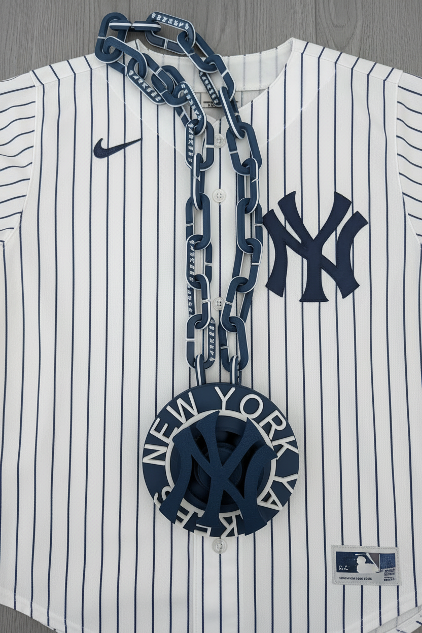 THIS CHAIN SPINS! Blue and White Yankees chain.