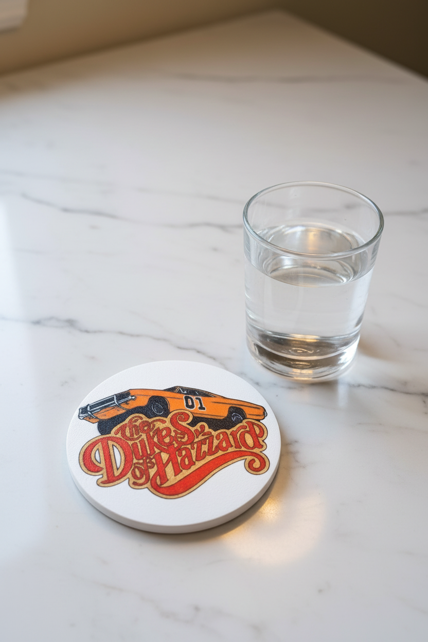 Coaster with 'Dukes of Hazzard' logo. Love the 80's
