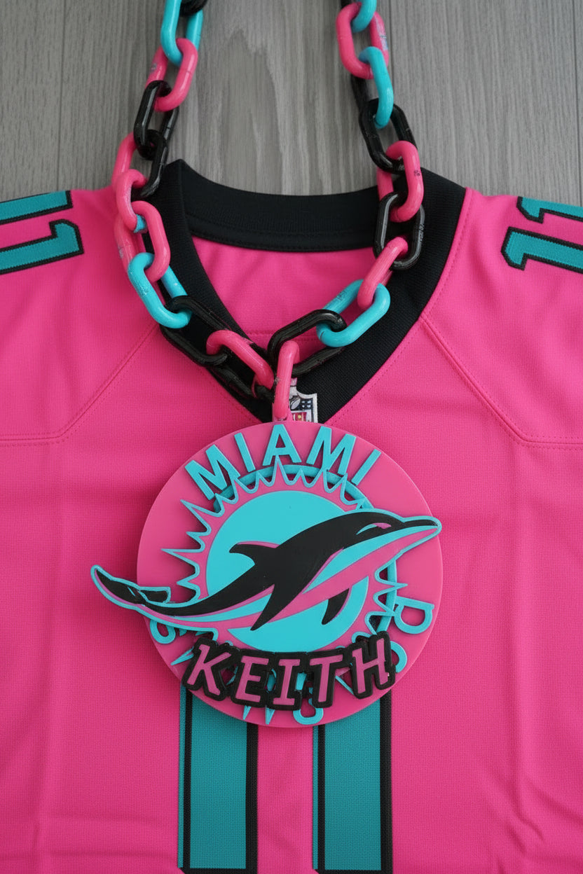 Personalized Miami Dolphins Hype Chain/ South Beach theme
